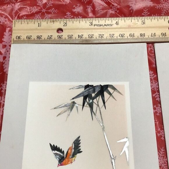 Pair of vintage Mai Cheng white silk paintings - Picture 8 of 10